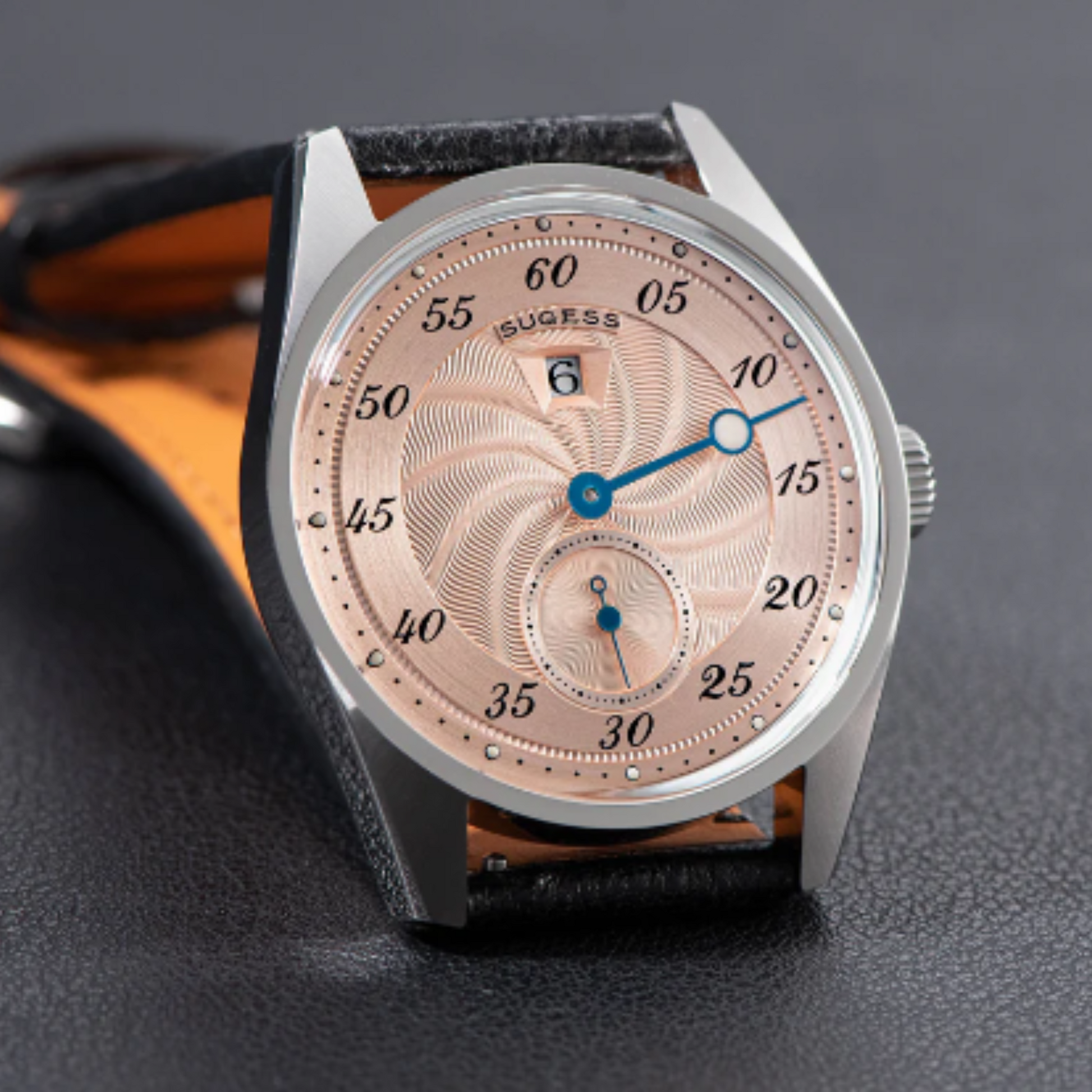 Sugess Automatic S451-1 Salmon Dial Jumping Hour One Pointer Stainless Steel