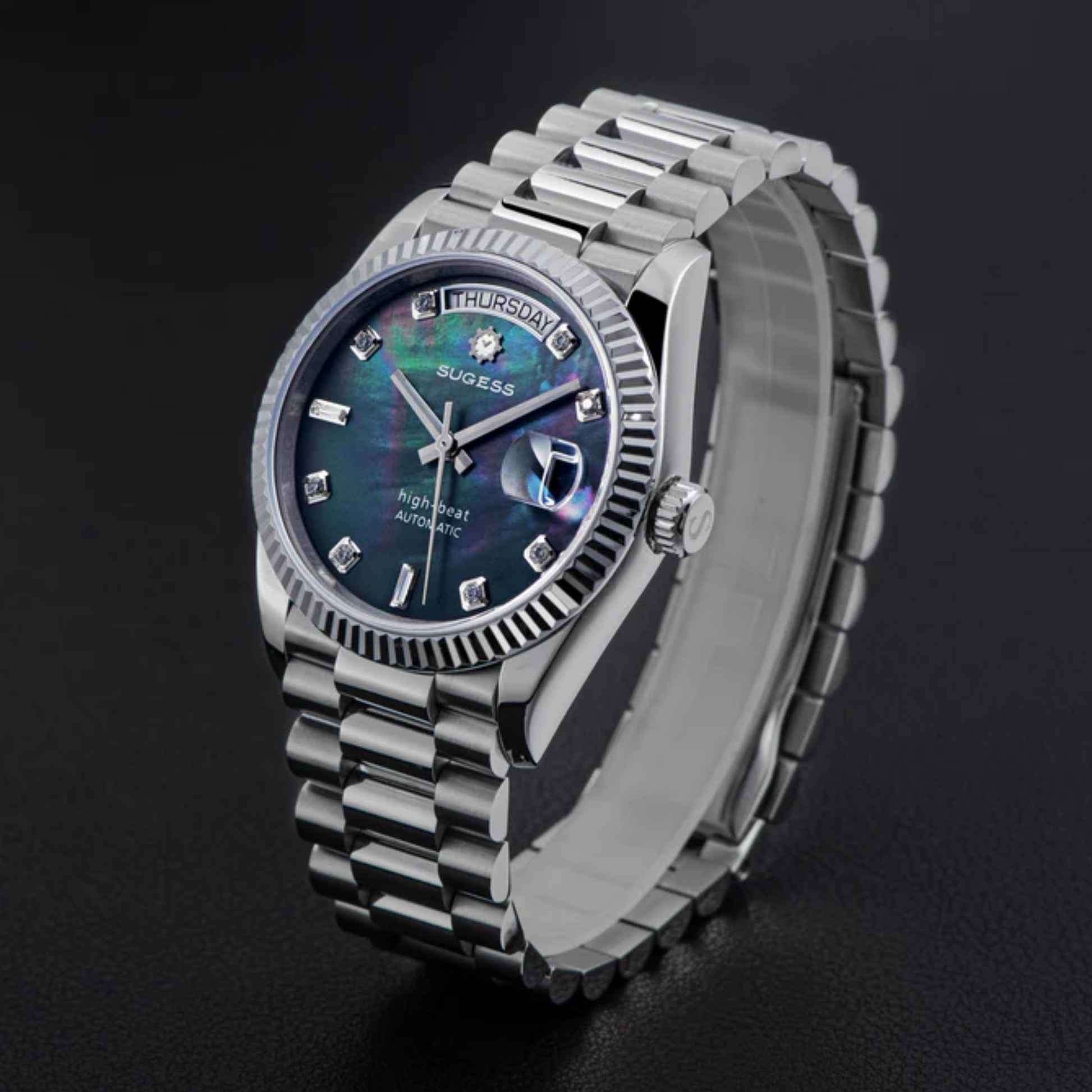 Sugess Heritage S449 DD Date and Day Display DD36 36mm Stainless Steel Black Pearl Dial Automatic