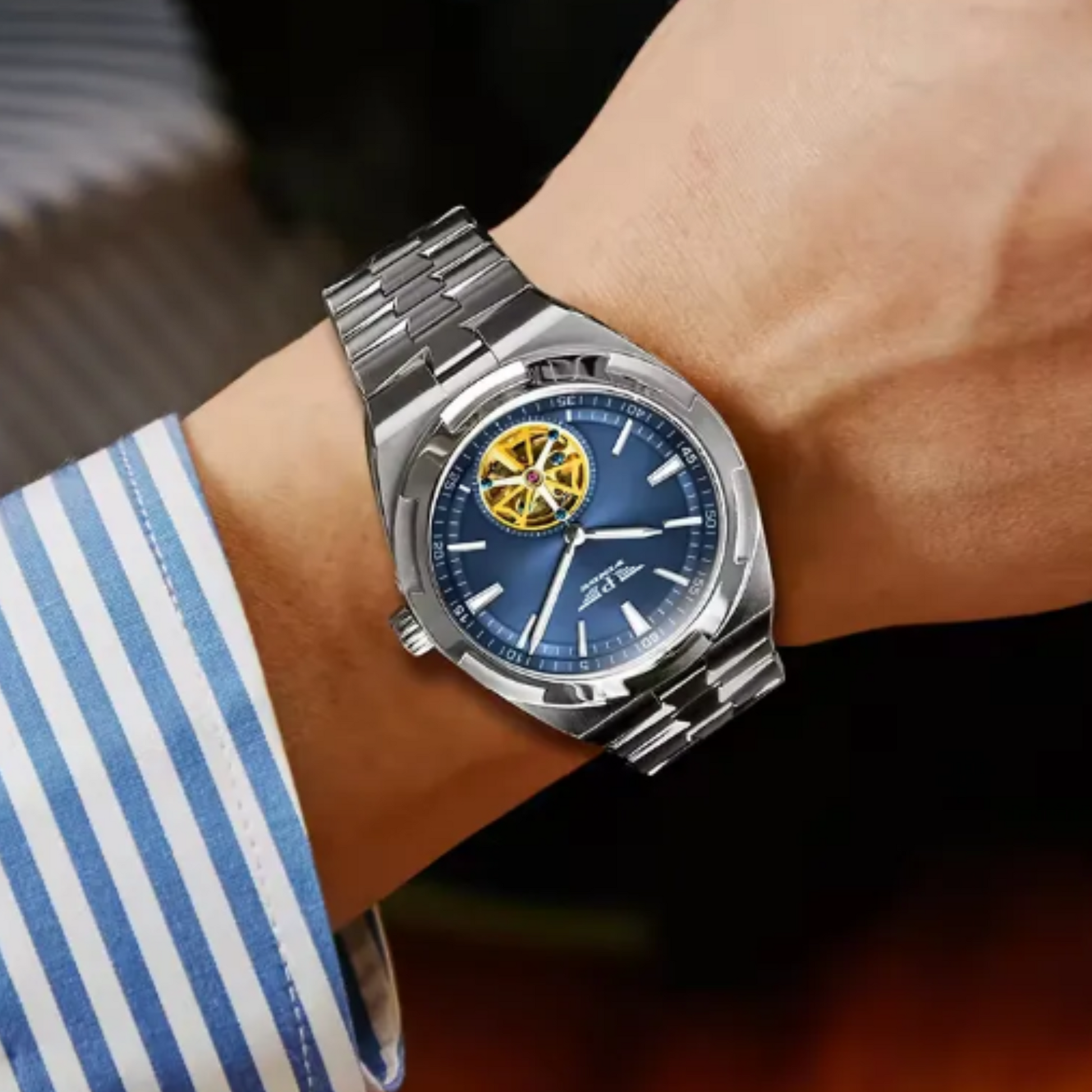 Oversea Design Luxury Classic Automatic Wristwatch Stainless watch skeleton Mechanical men Watches