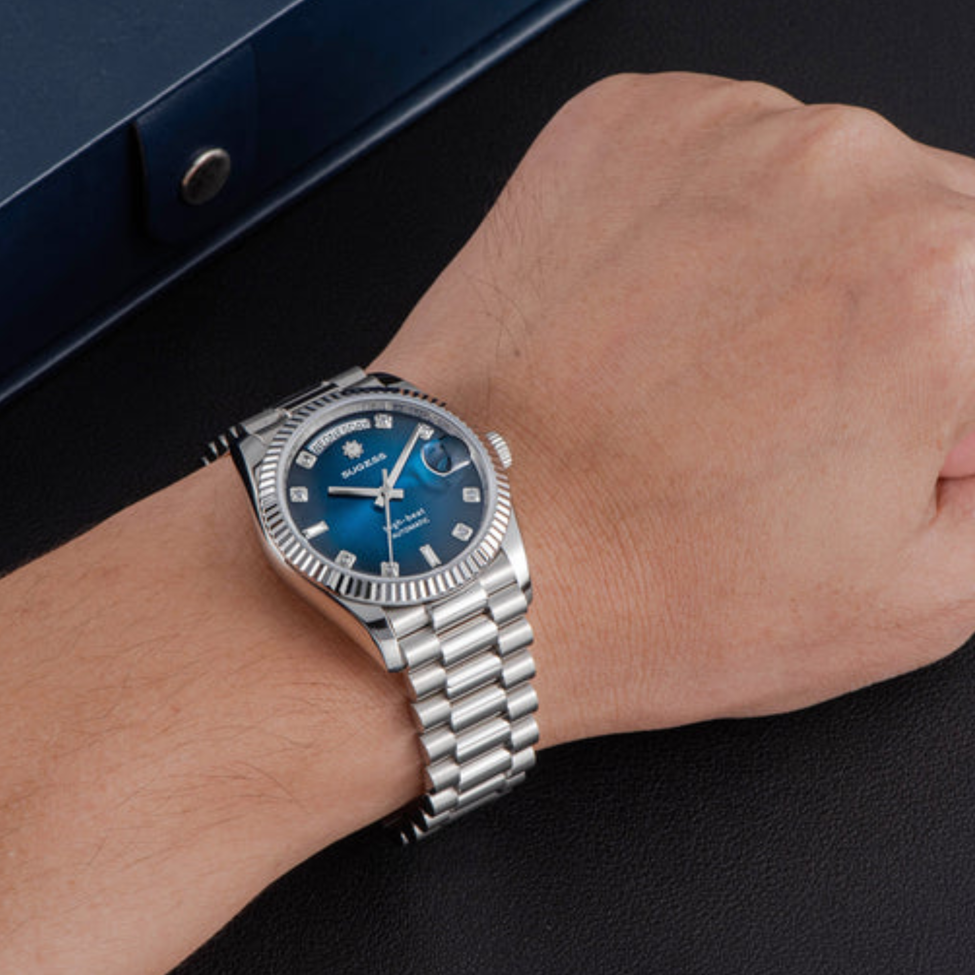 Sugess Heritage S449 DD Date and Day Display DD36 36mm Stainless Steel Blue Dial Automatic