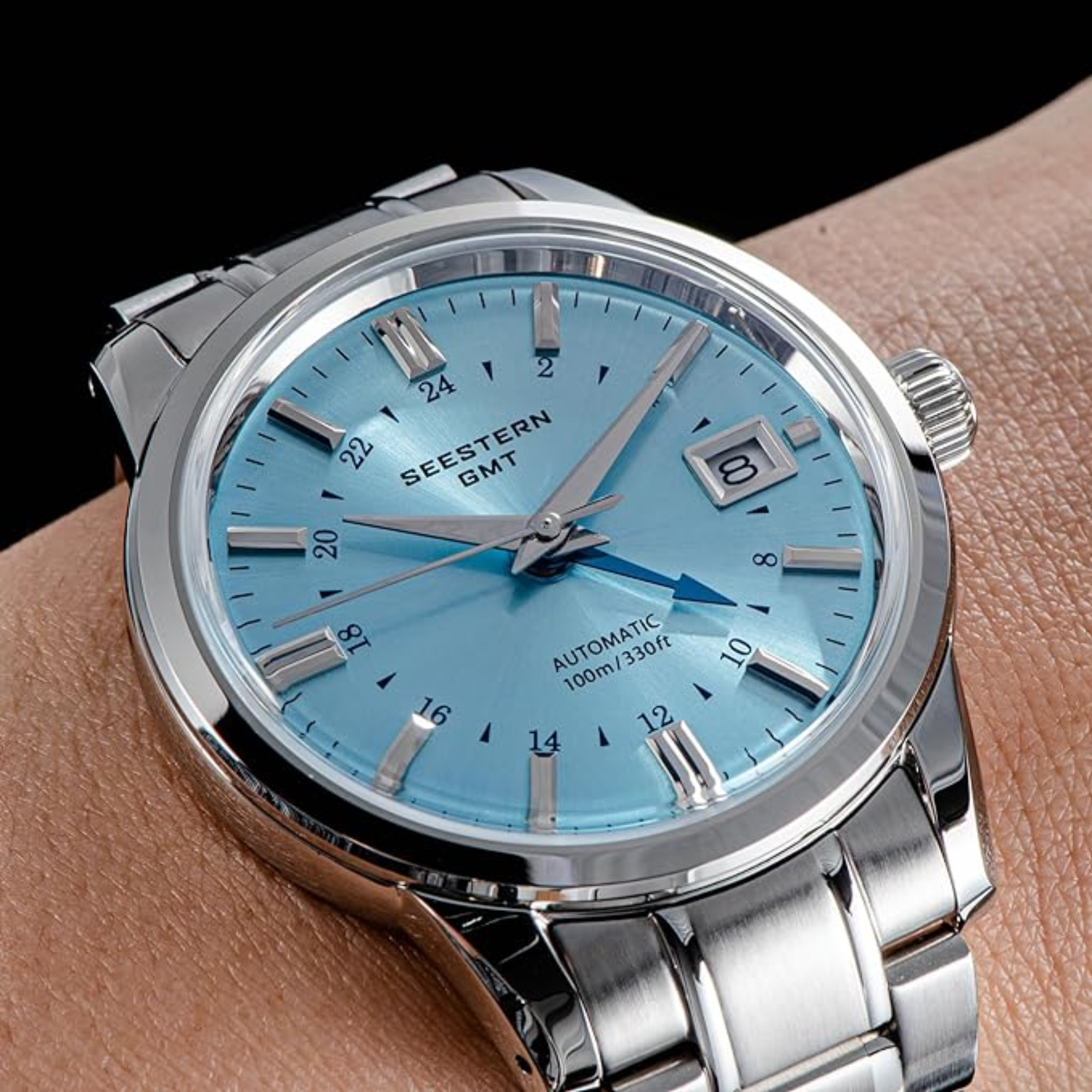 Seestern S446 GMT Watch Ice Blue Dial (Seiko NH34 GMT movement)