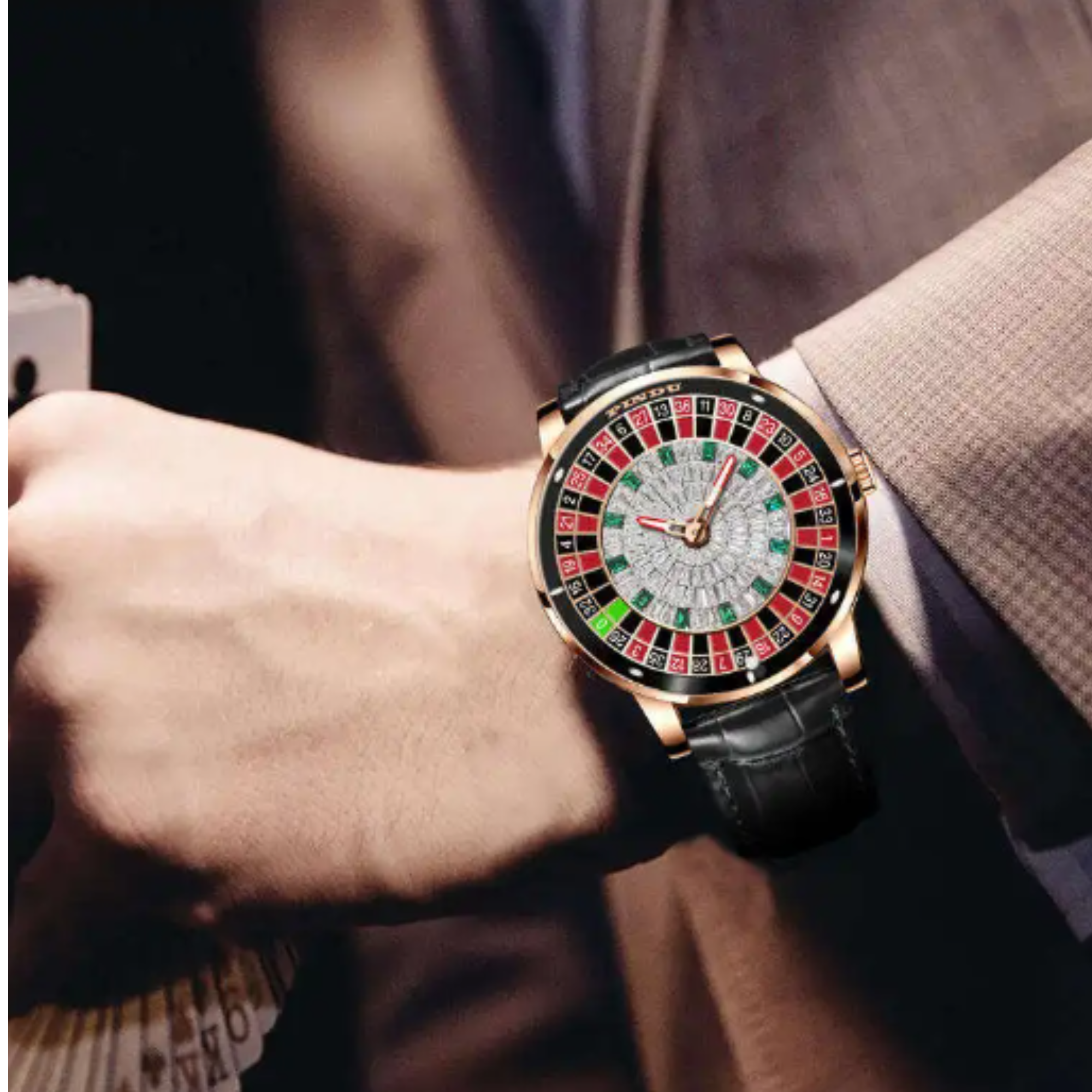 Luxury Casino Watch with Seiko NH-35 Automatic movement Crystal Diamond Watches Rotating Disk Mens Mechanical watch Roulette