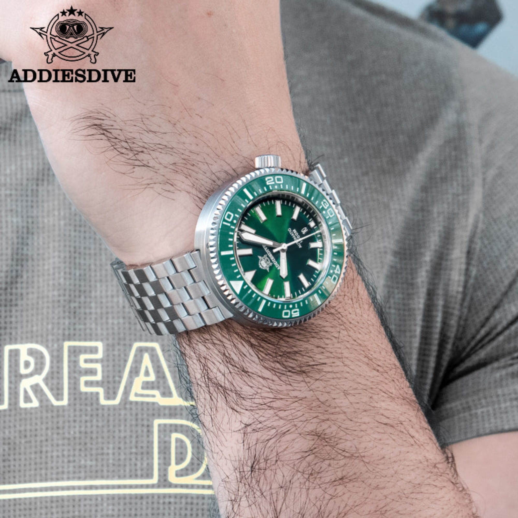 ADDIESDIVE Diver 1000M Professional Diving Watch 45MM (MY-H6) - Green