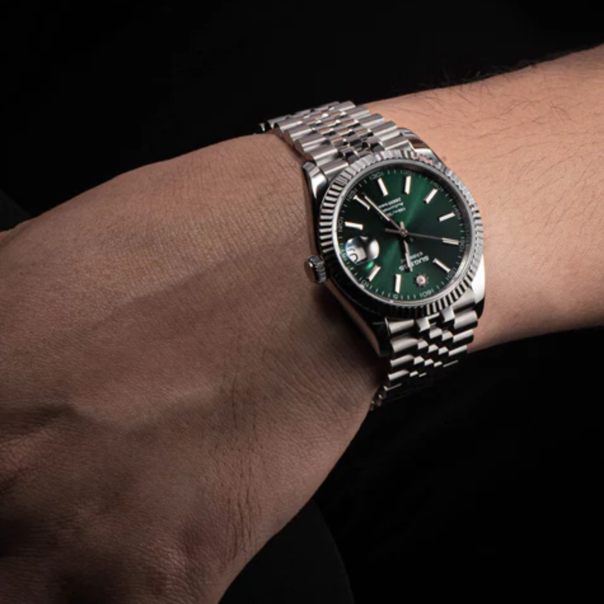 Sugess Automatic Classic S447 36mm Green Dial Fluted Bezel Jubilee Bracelet ST2130