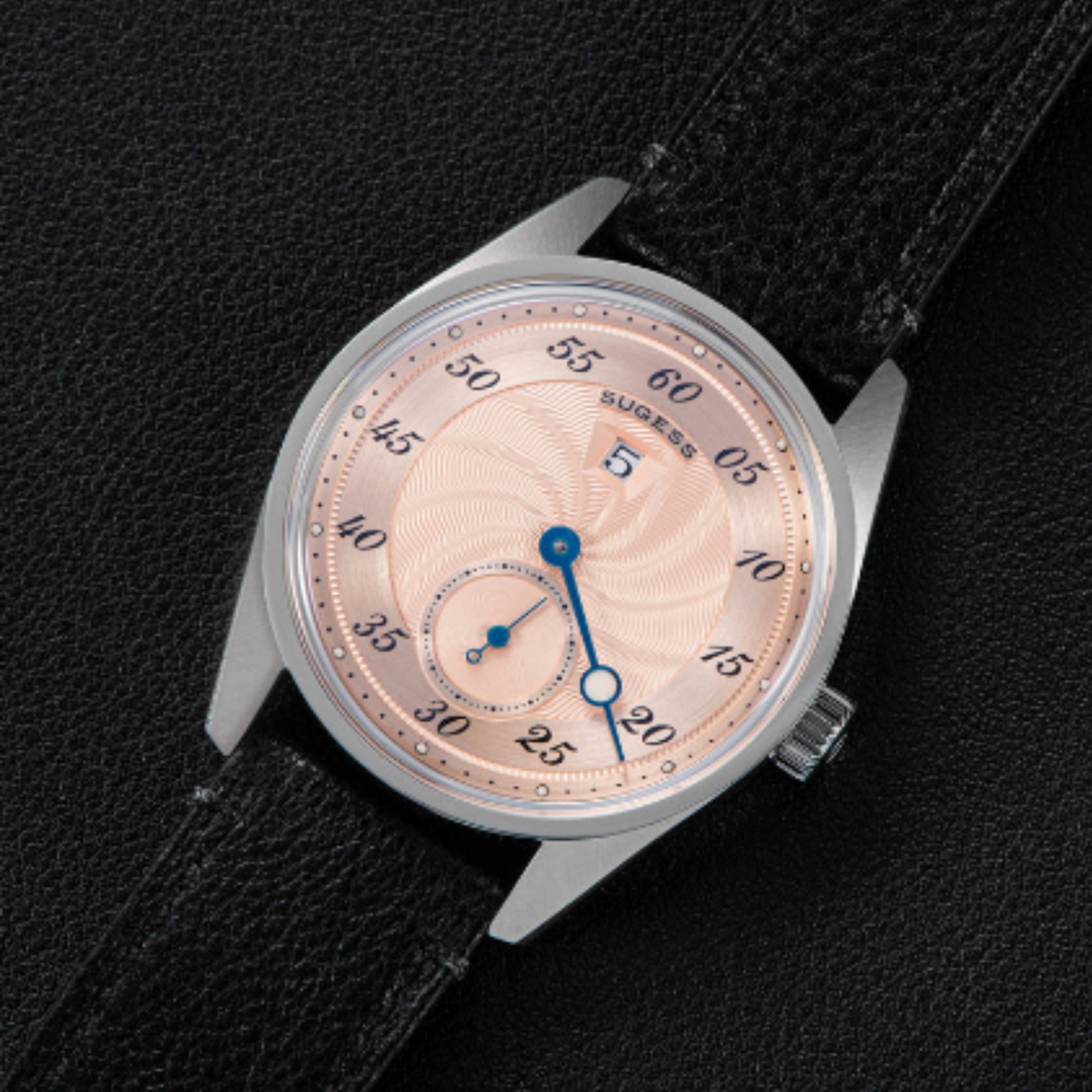 Sugess Automatic S451-1 Salmon Dial Jumping Hour One Pointer Stainless Steel