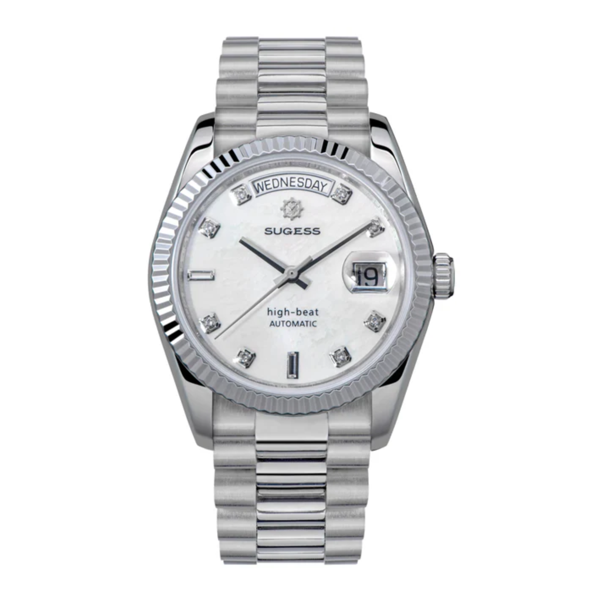 Sugess Heritage S449 DD Date and Day Display DD36 36mm Stainless Steel White Pearl Dial Automatic