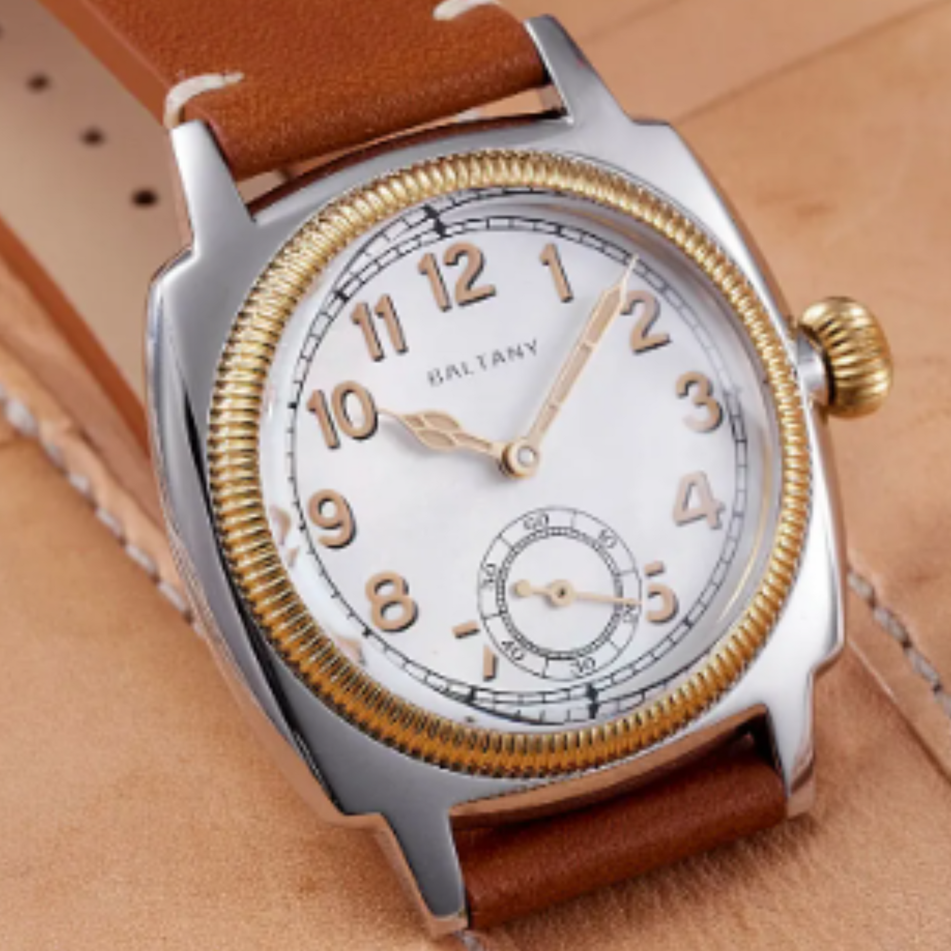 Baltany 1926 Wristatch S4036F Unisex ST1701 Move Gold Case Luminous Sapphire Crystal - White Dial