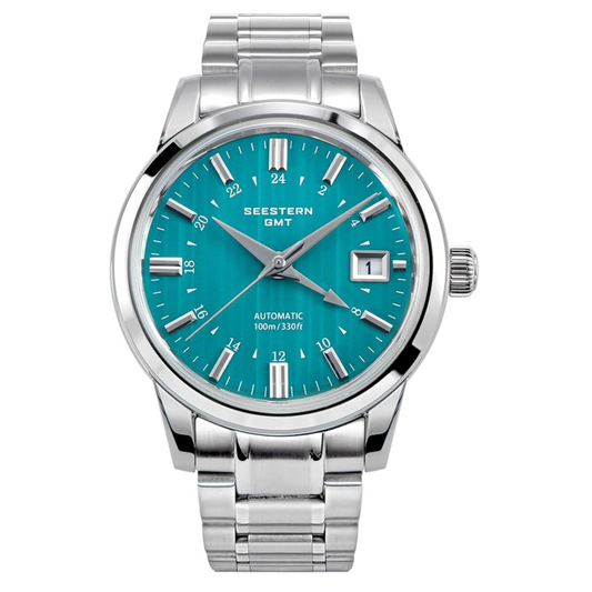 Seestern S446 GMT Watch Teal Colour Dial (Seiko NH34 GMT movement)