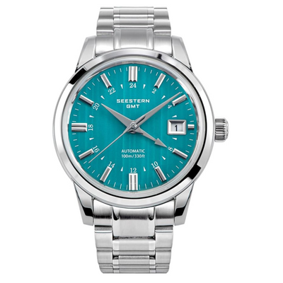 Seestern S446 GMT Watch Teal Colour Dial (Seiko NH34 GMT movement)