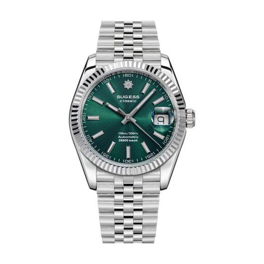 Sugess Automatic Classic S447 36mm Green Dial Fluted Bezel Jubilee Bracelet ST2130