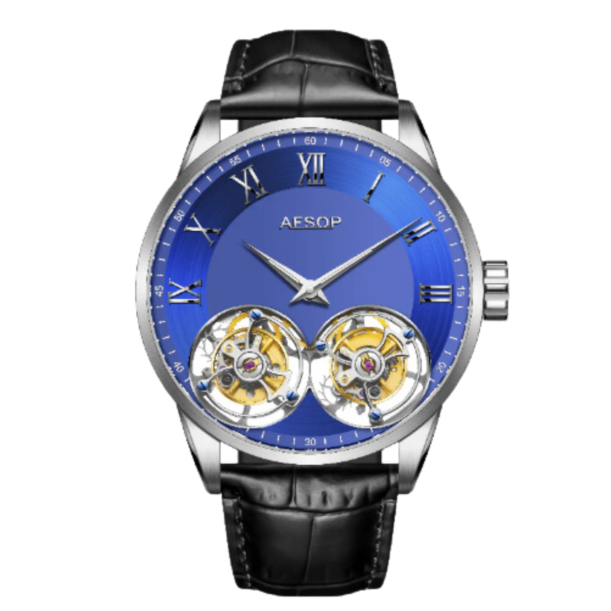 Aesop Double Tourbillon Sapphire 316l Stainless Steel Watch 7026