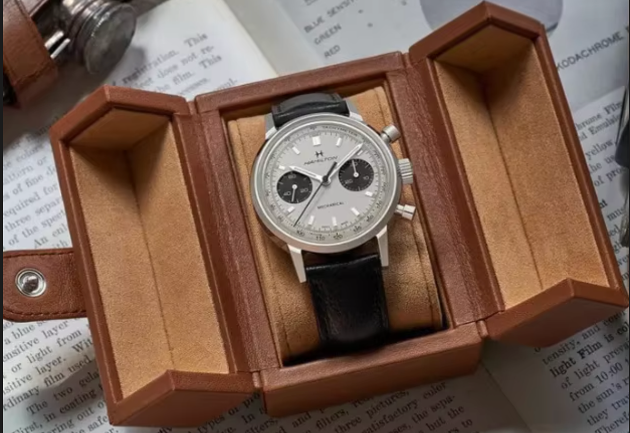 Dream Watches Premium Double Folding Leather Watch Case | Removable Cushion | Dual Shade | Suede Lined