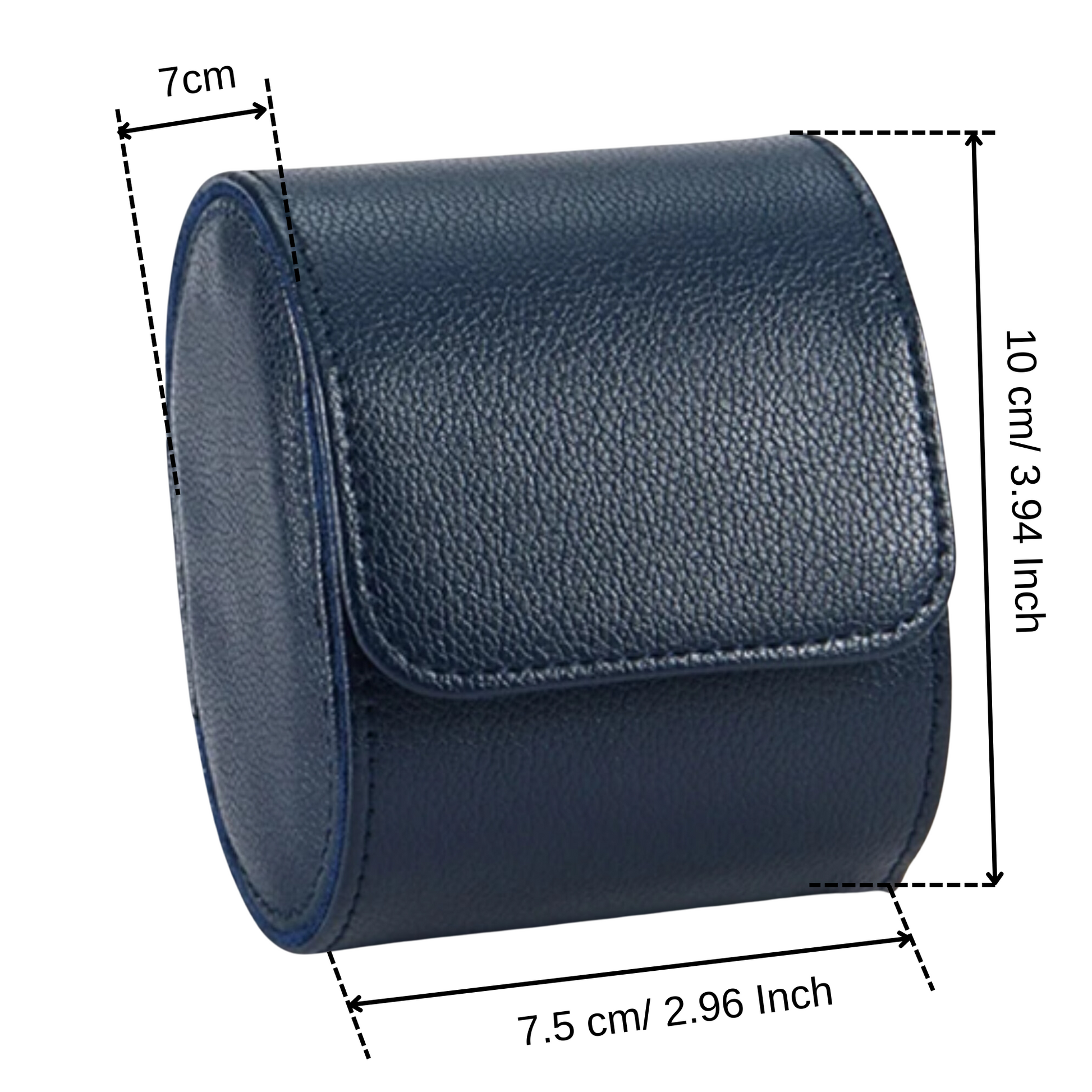 Dream Watches  Minuscle Premium Watch Storage and Travel Case : Single Slot  |  Navy-Blue Leather