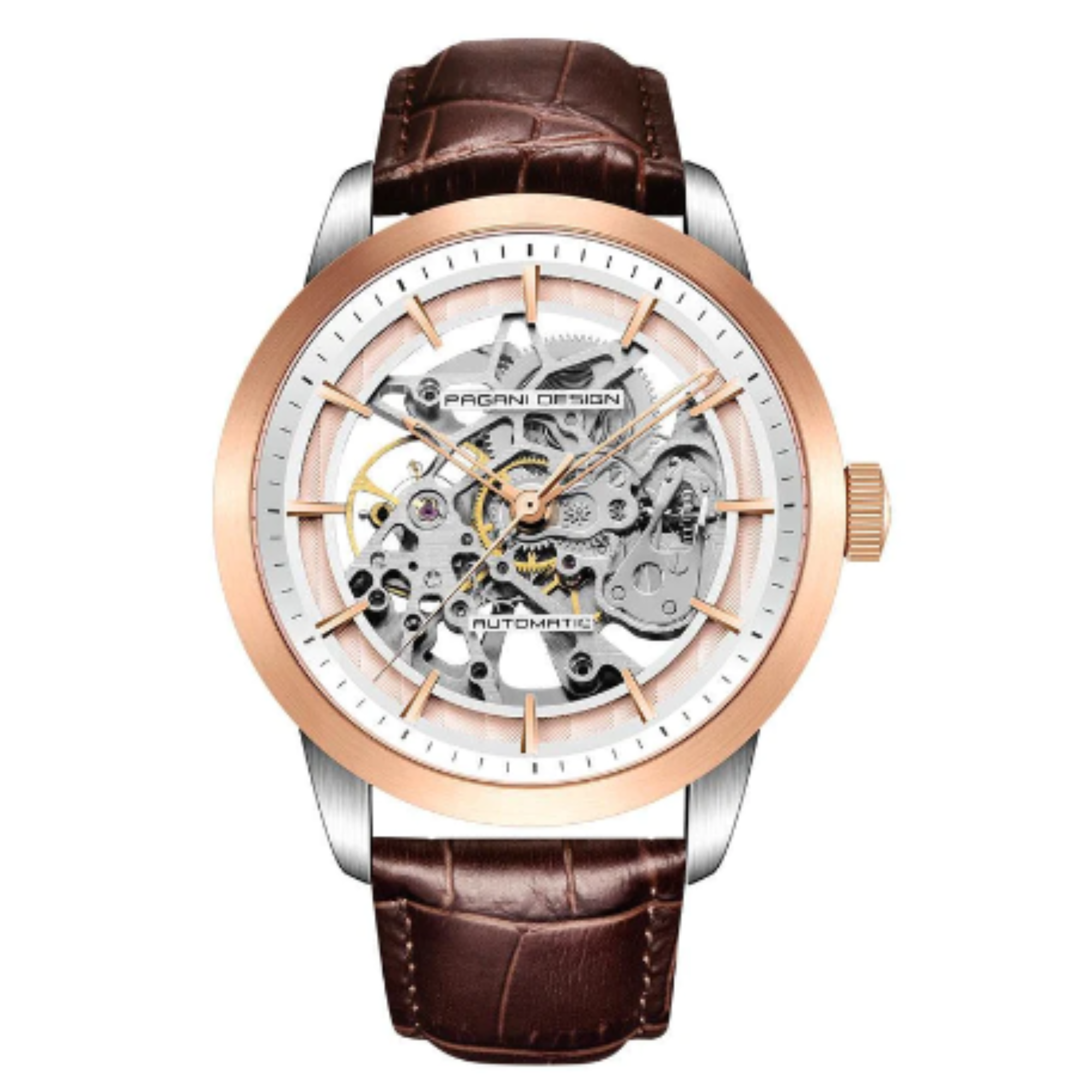 Pagani Design PD-1638 2023 Men's Automatic Skeleton Mechanical Automatic Stainless Steel Watch With Leather Strap Pointer Series 100 Meters Waterproof