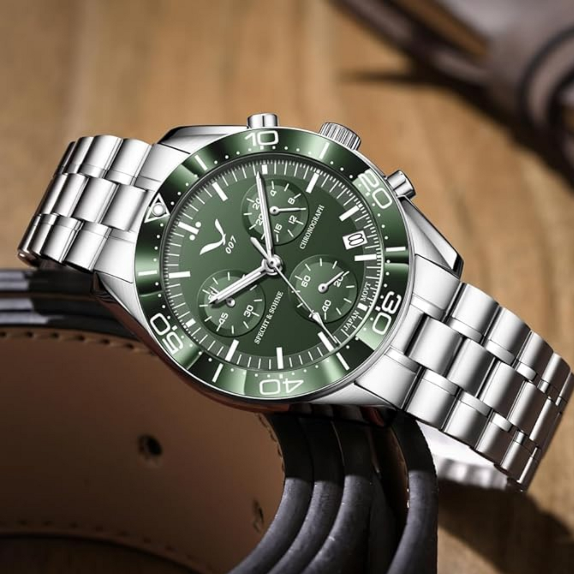 Specht&Sohne Men's Quartz Choronograph with VK68 Japanese Movement - Green