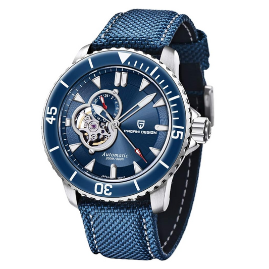 Pagani Design PD-1674 Men's Watches NH39A Automatic Mechanical Wrist Watch for Men C3/BGW9 Luxury Waterproof Stainless Steel Nylon Leather Watchband - Blue Dial