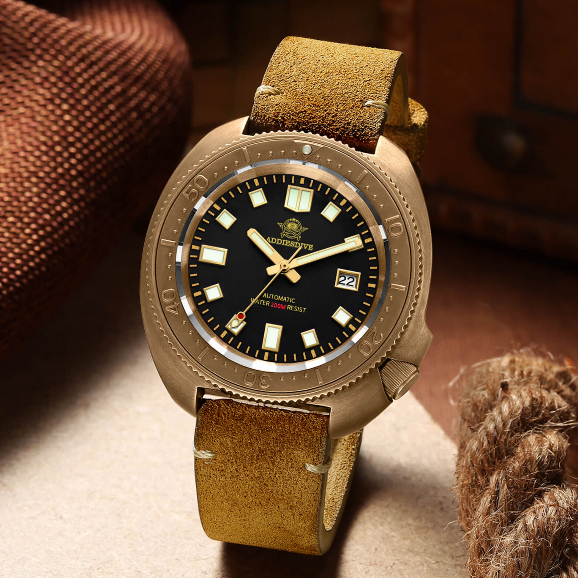 ADDIESDIVE® Bronze Turtle Diving Watch 200M AD2104