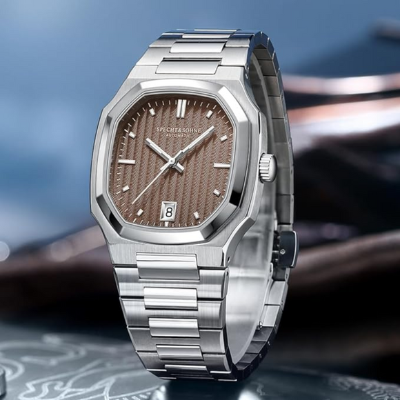 SPECHT & SOHNE 38MM Elegant Automatic Stainless Steel Sapphire Crystal - Brown Dial