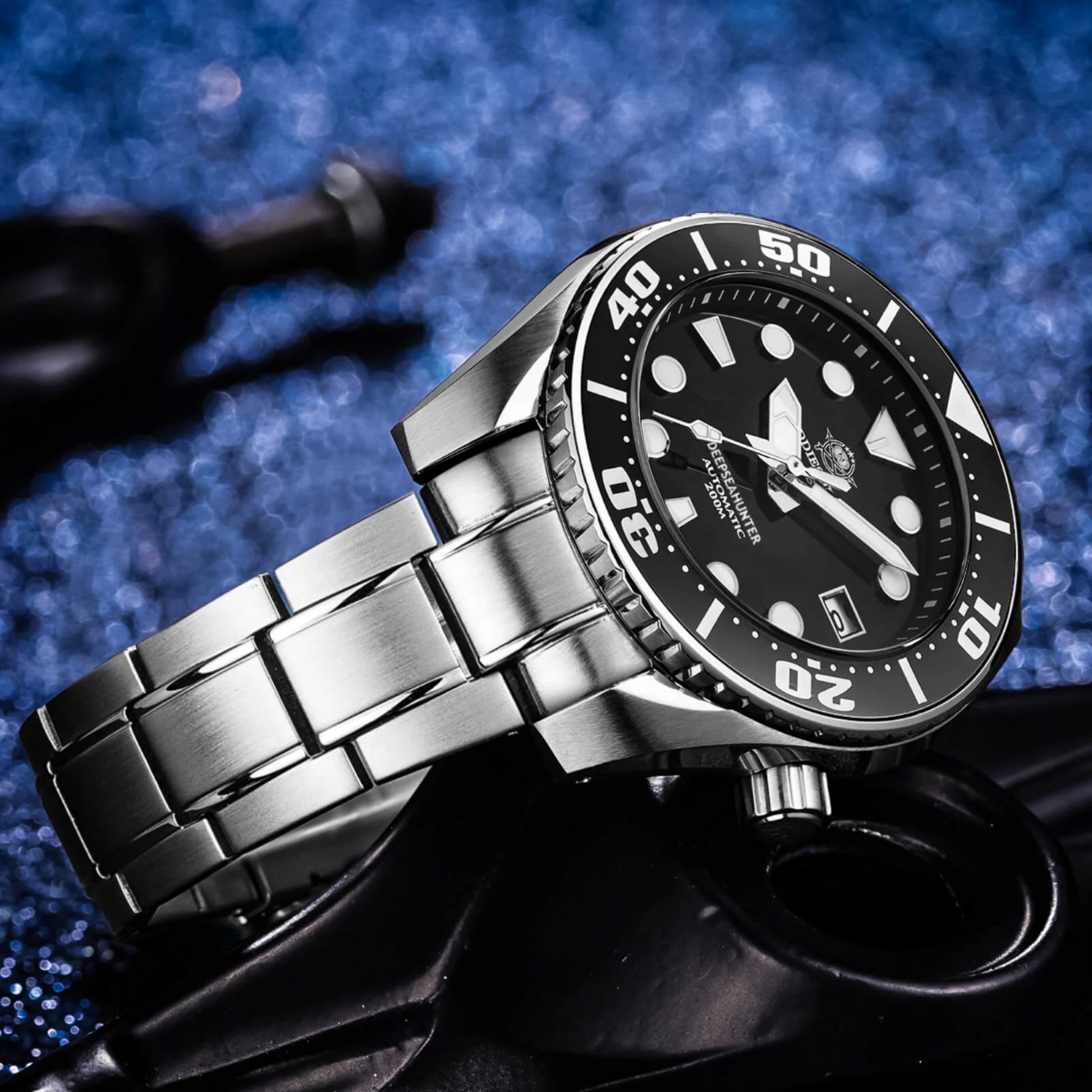ADDIESDIVE® Sumo Green Professional Dive Watch for Men 44.5mm (MY-H10) - Black