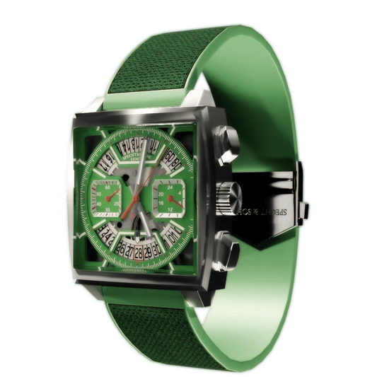 Specht&Sohne Mens Luxury Watch with Seiko VK64 Movement   - Monaco X Green Edition