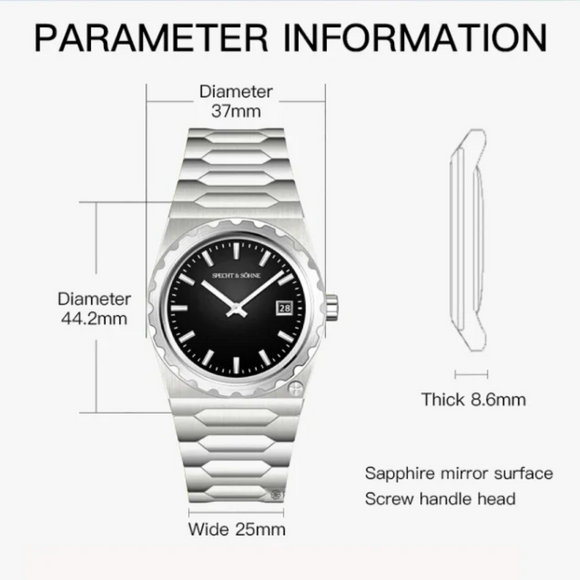 Specht&Sohne 37 Mm Mens Luxury Watch With Japanese Quartz Movement - Imperial Quartz - Black Edition