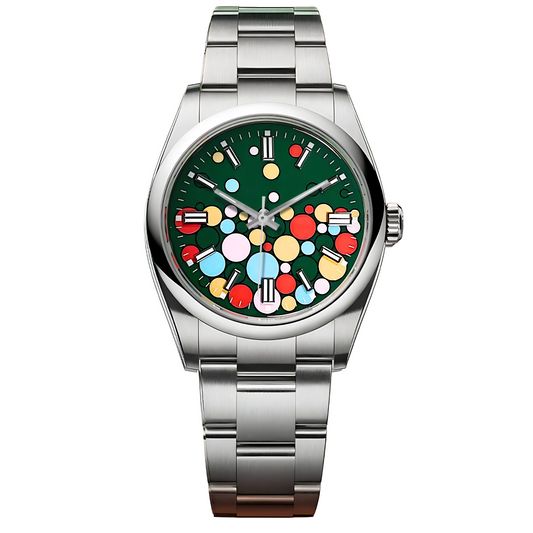 Dream Watches Special Edition 39 mm 'Celebration Dial' with Seiko NH35 Automatic Movement Sapphire Crystal Dress Watch - Emerald Celebration Green