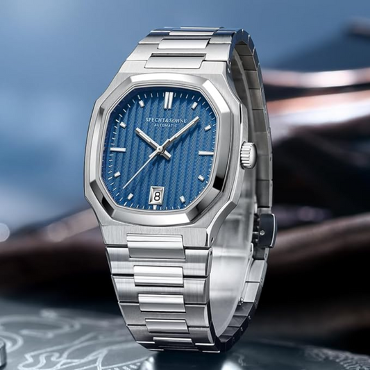 SPECHT & SOHNE 38MM Elegant Automatic Stainless Steel Sapphire Crystal - Blue Dial