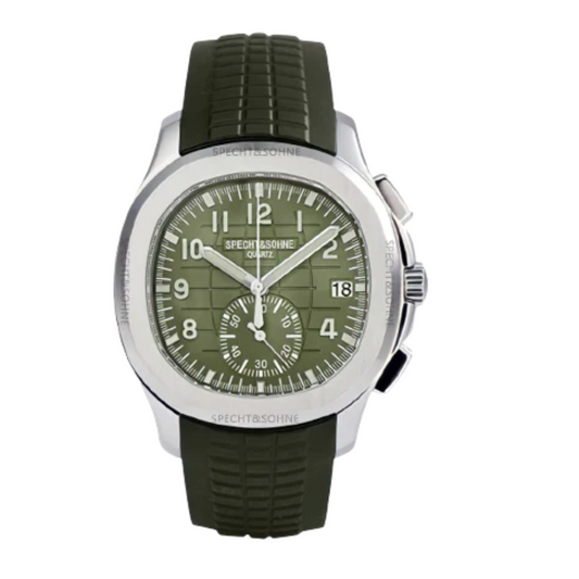 SPECHT & SOHNE 42MM Mens Japanese Movement Chronograph Quartz Wristwatch 50M Waterproof - Green