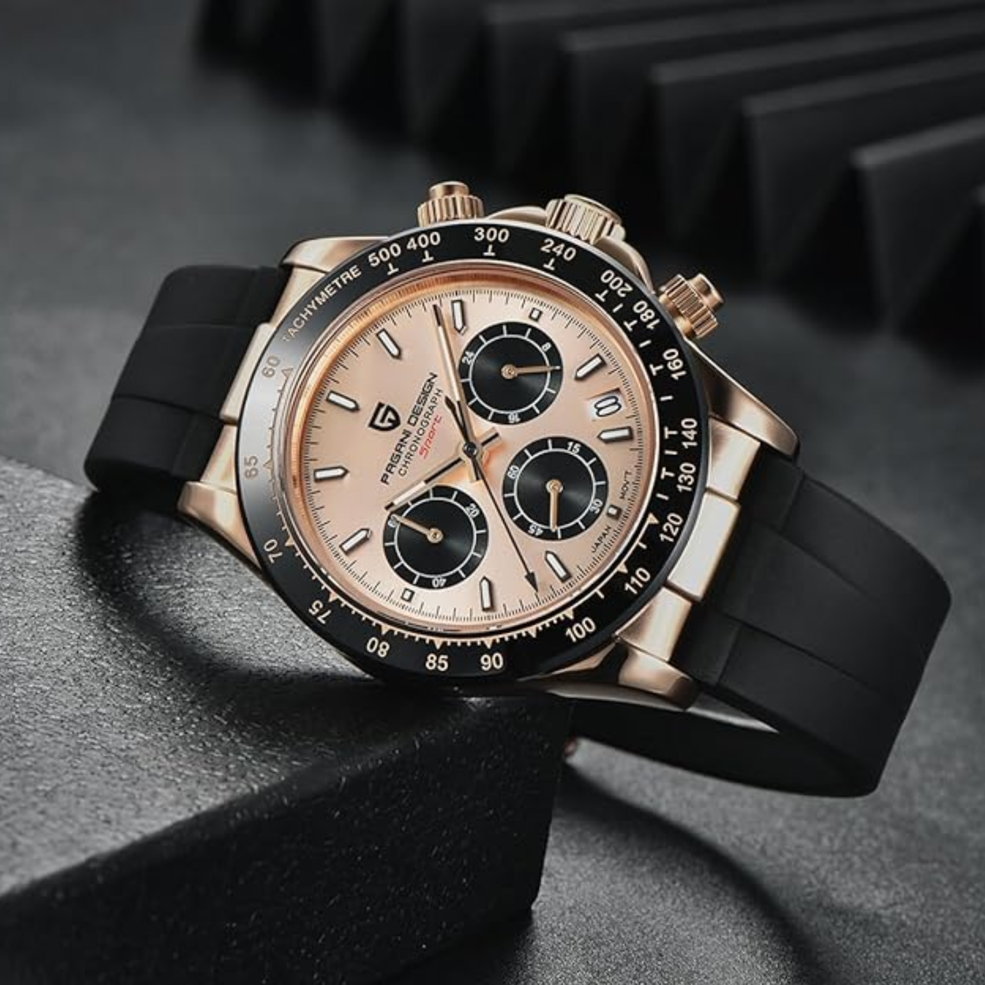 Pagani Design PD-1664 | Luxury | Meca-Quartz Movement (SeikoVK63) | Stainless Steel Men's 40MM Watch - Rose Gold Dial