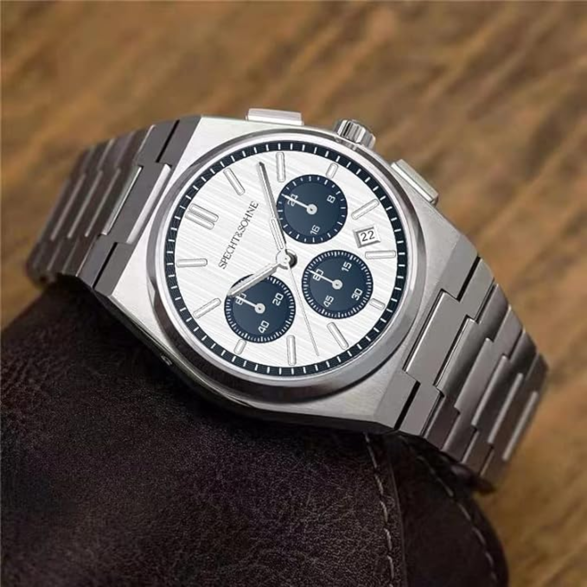 Specht&Sohne Multi-Function Chronograph with Seiko VK63 Watches Panda Eyes Stainless Steel Wristwatch