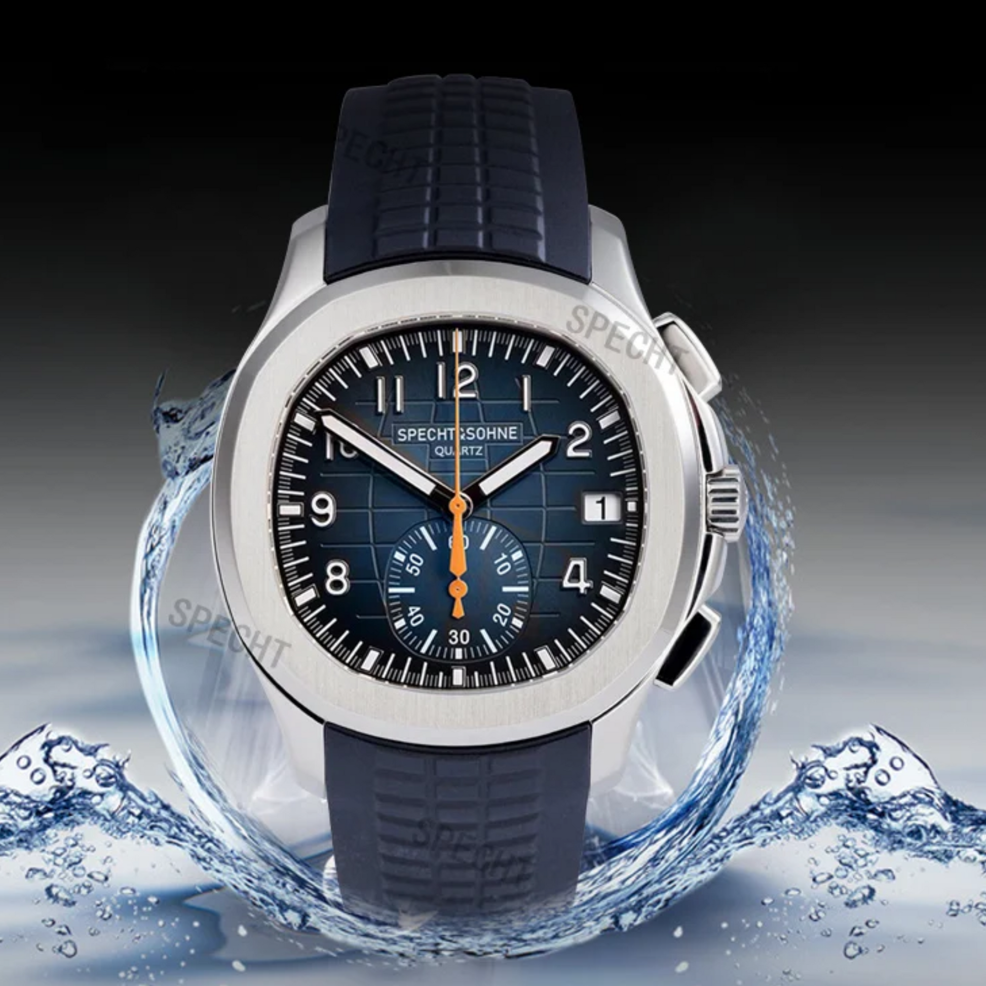 SPECHT & SOHNE 42MM Mens Japanese Movement Chronograph Quartz Wristwatch 50M Waterproof - Blue