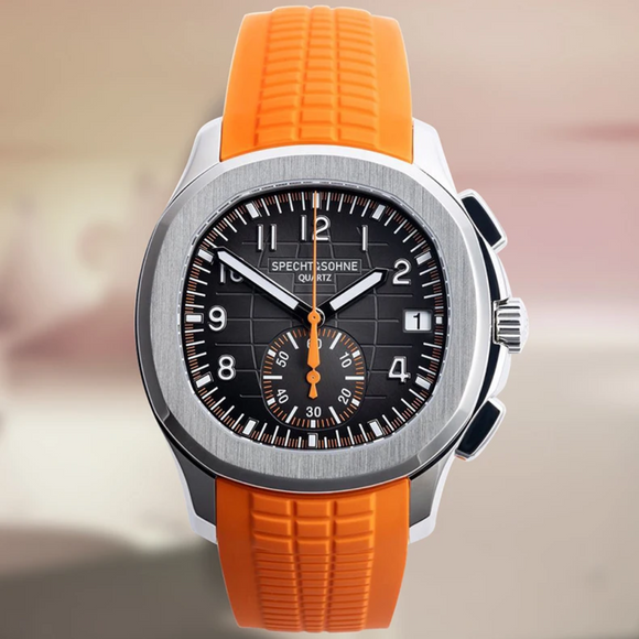 SPECHT & SOHNE 42MM Mens Japanese Movement Chronograph Quartz Wristwatch 50M Waterproof - Orange