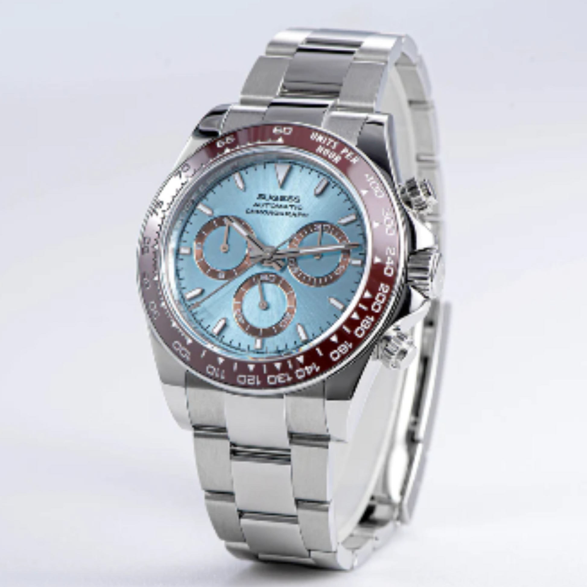 Sugess Automatic Chronograph 418-2 Ice Blue Dial Ceramic Bezel Professional