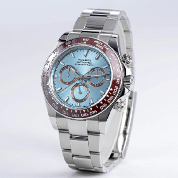 Sugess Automatic Chronograph 418-2 Ice Blue Dial Ceramic Bezel Professional