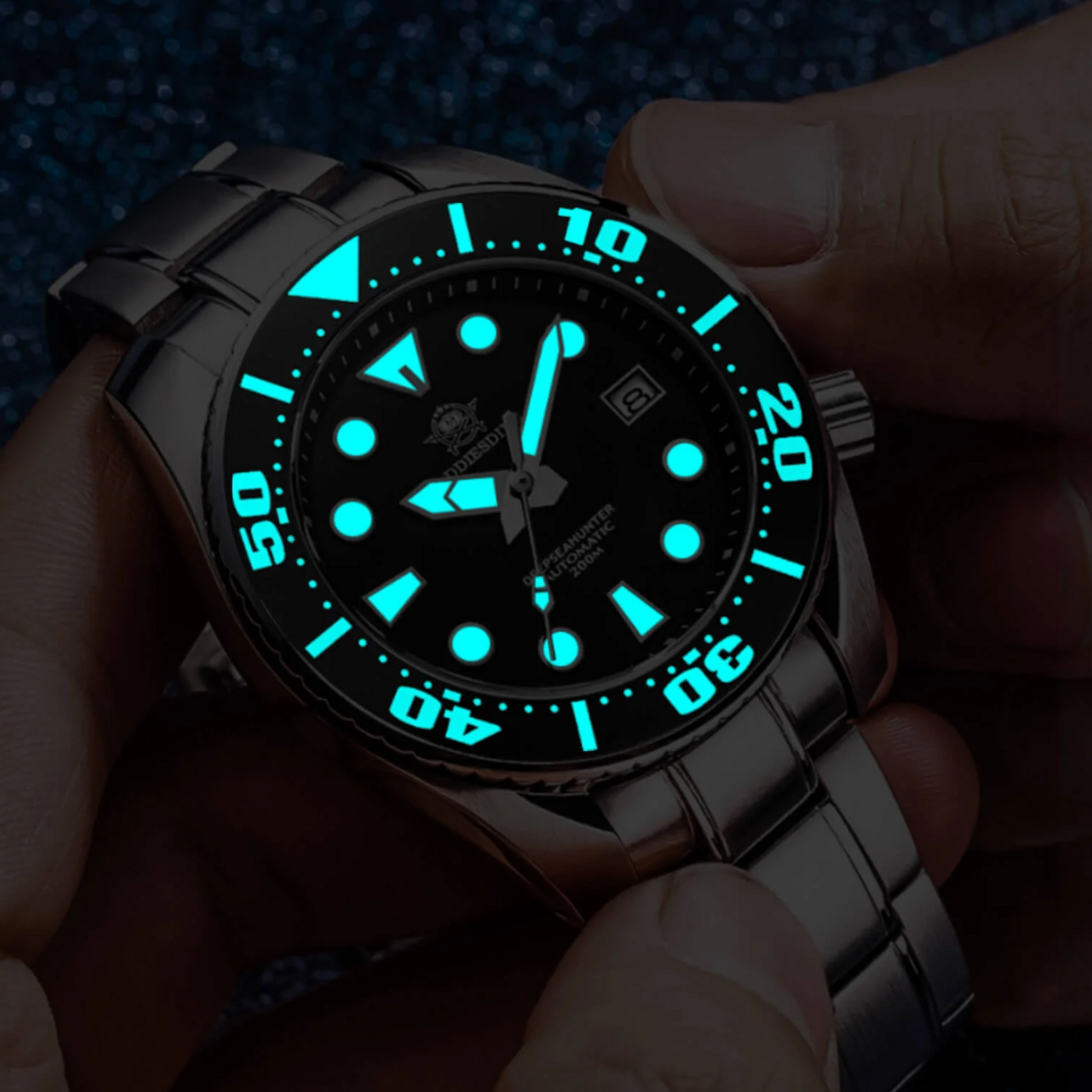 ADDIESDIVE® Sumo Green Professional Dive Watch for Men 44.5mm (MY-H10) - Black