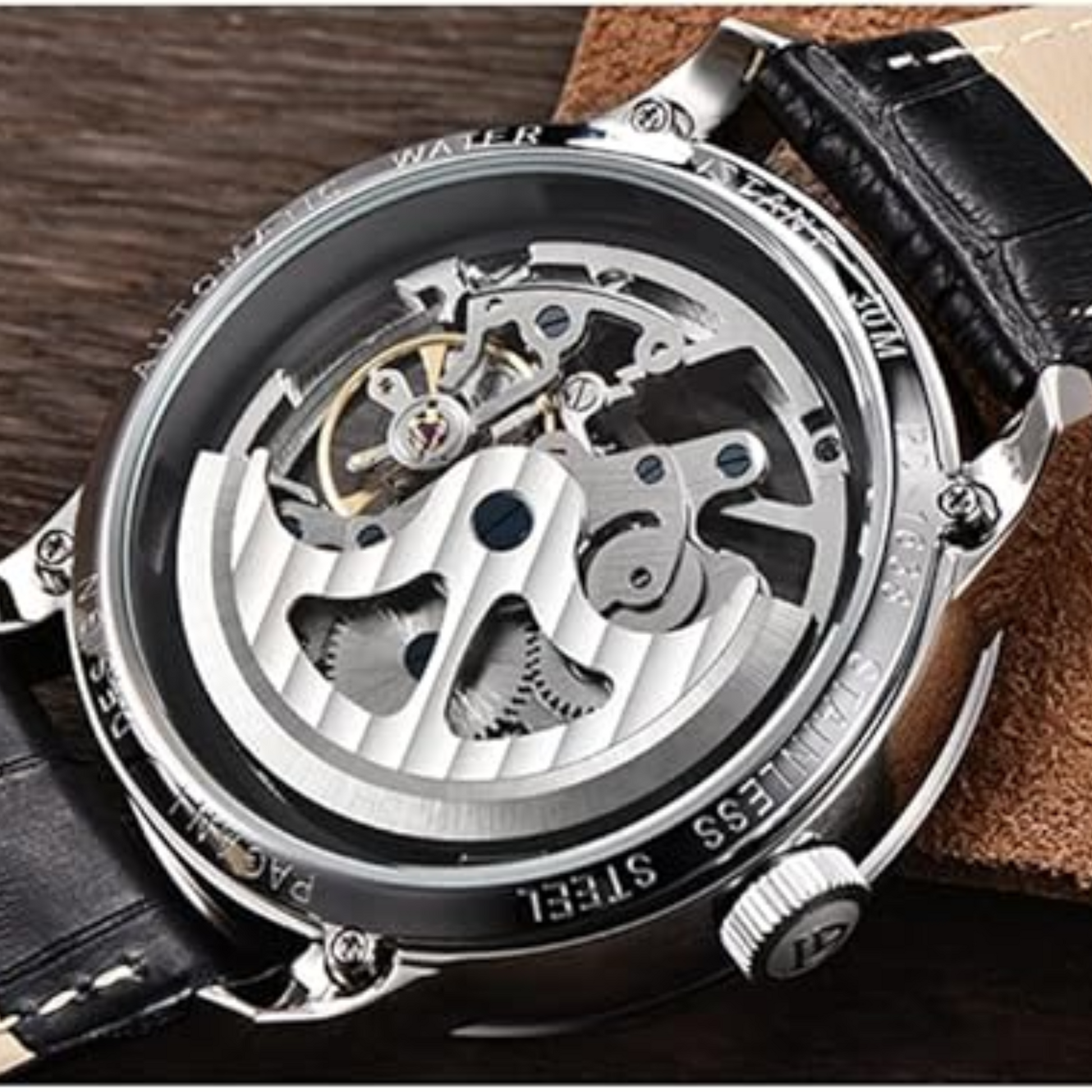 Pagani Design PD-1638 2023 Men's Automatic Skeleton Mechanical Automatic Stainless Steel Watch With Leather Strap Pointer Series 100 Meters Waterproof