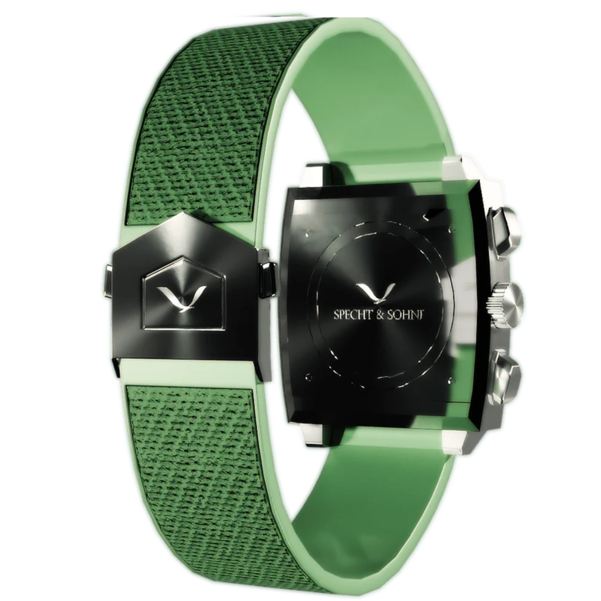 Specht&Sohne Mens Luxury Watch with Seiko VK64 Movement   - Monaco X Green Edition