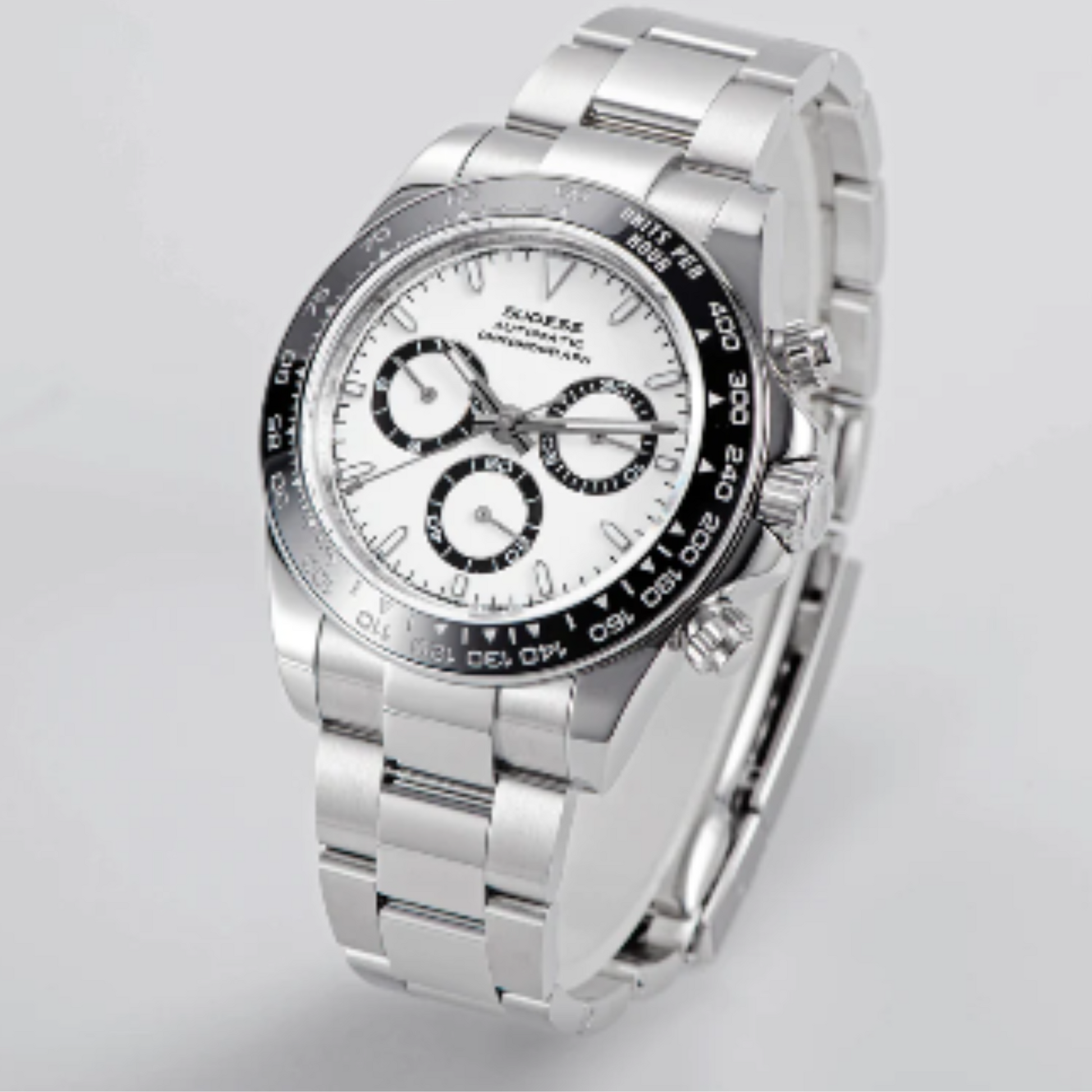 Sugess Automatic Chronograph 418-2 White Dial Ceramic Bezel Professional
