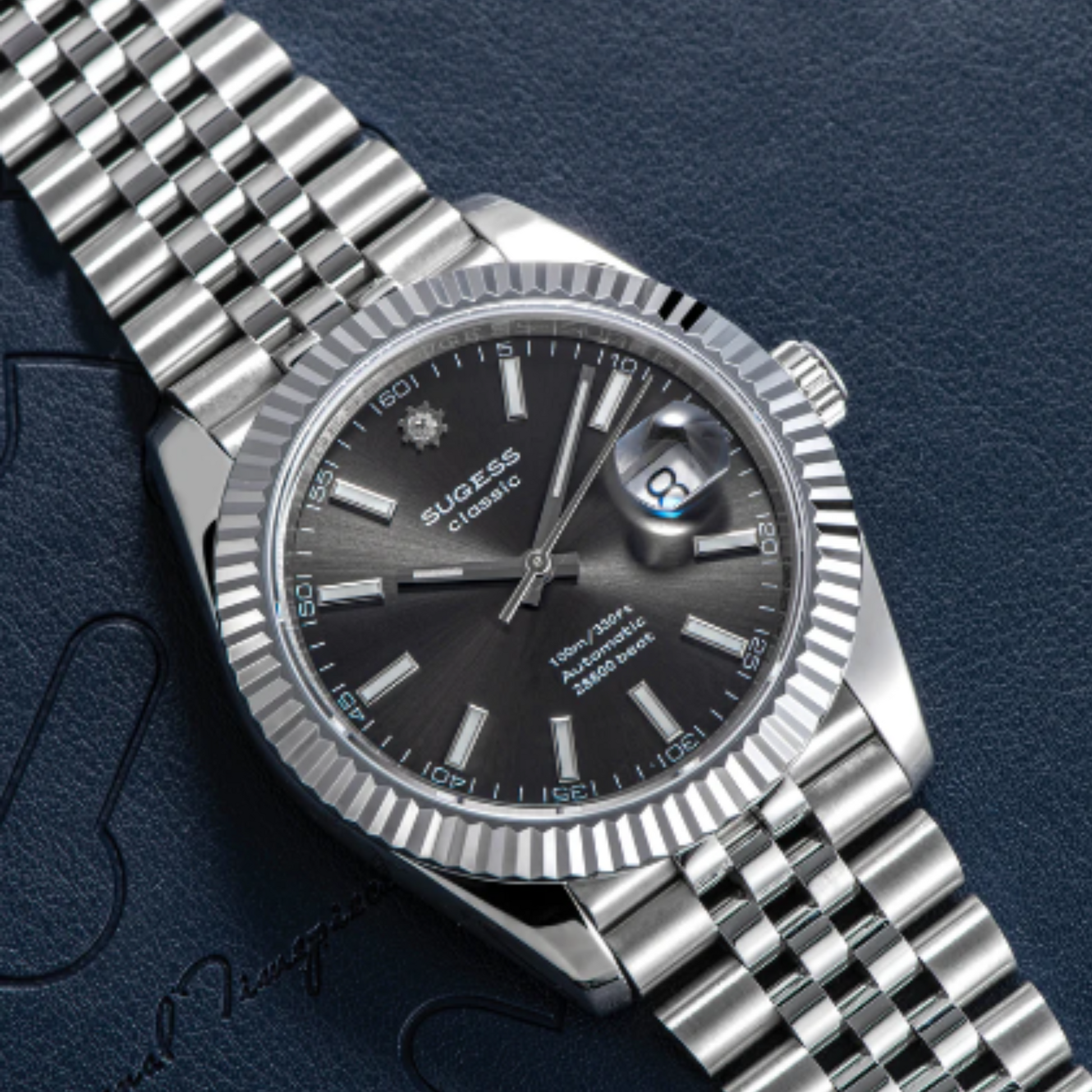 Sugess S448 Grey Dial Fluted Bezel Jubilee Bracelet ST2130