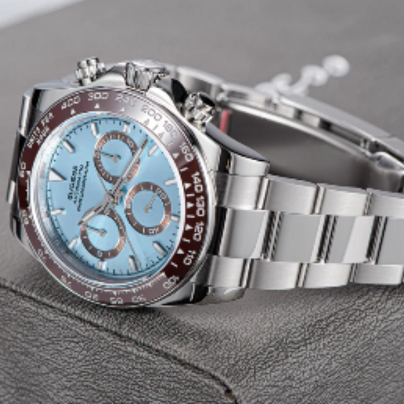 Sugess Automatic Chronograph 418-2 Ice Blue Dial Ceramic Bezel Professional
