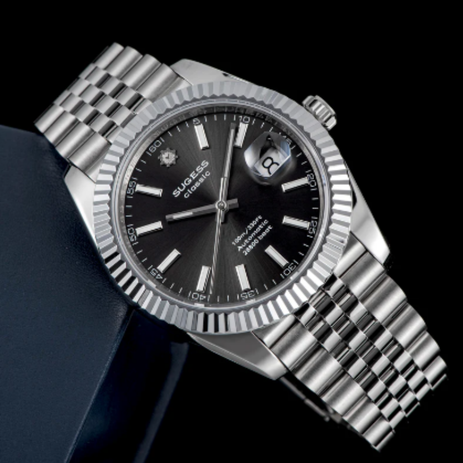 Sugess S448 Grey Dial Fluted Bezel Jubilee Bracelet ST2130
