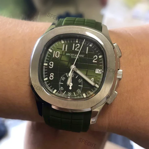 SPECHT & SOHNE 42MM Mens Japanese Movement Chronograph Quartz Wristwatch 50M Waterproof - Green
