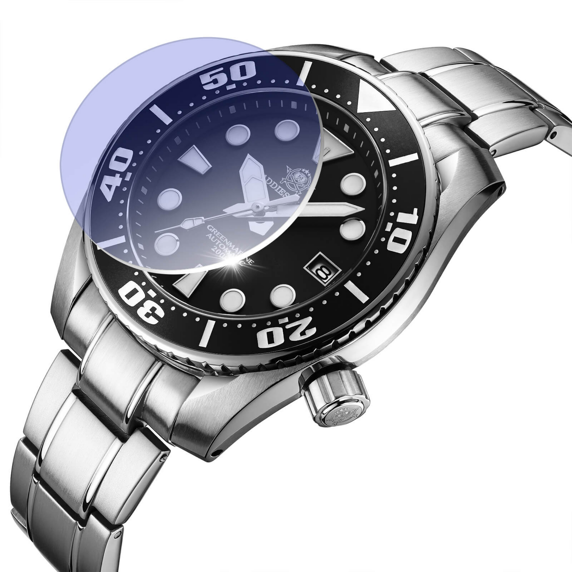 ADDIESDIVE® Sumo Green Professional Dive Watch for Men 44.5mm (MY-H10) - Black