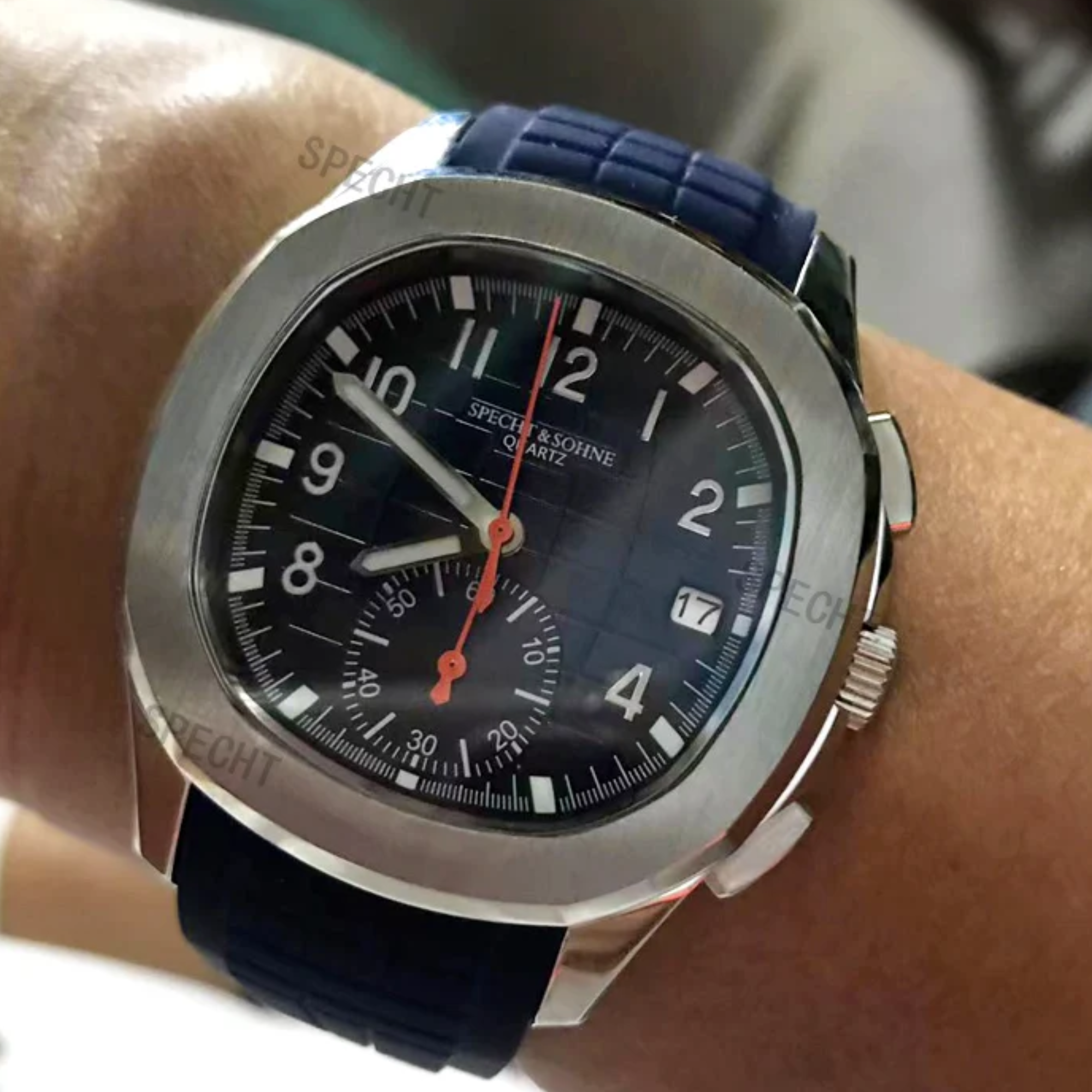 SPECHT & SOHNE 42MM Mens Japanese Movement Chronograph Quartz Wristwatch 50M Waterproof - RoseGold/ Brown