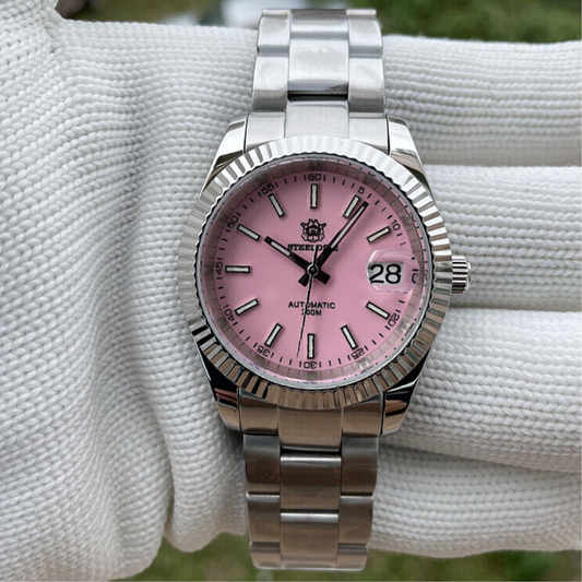 Steeldive SD1933 DJ Homage Men Watches - Pink Dial with Oyster Bracelet