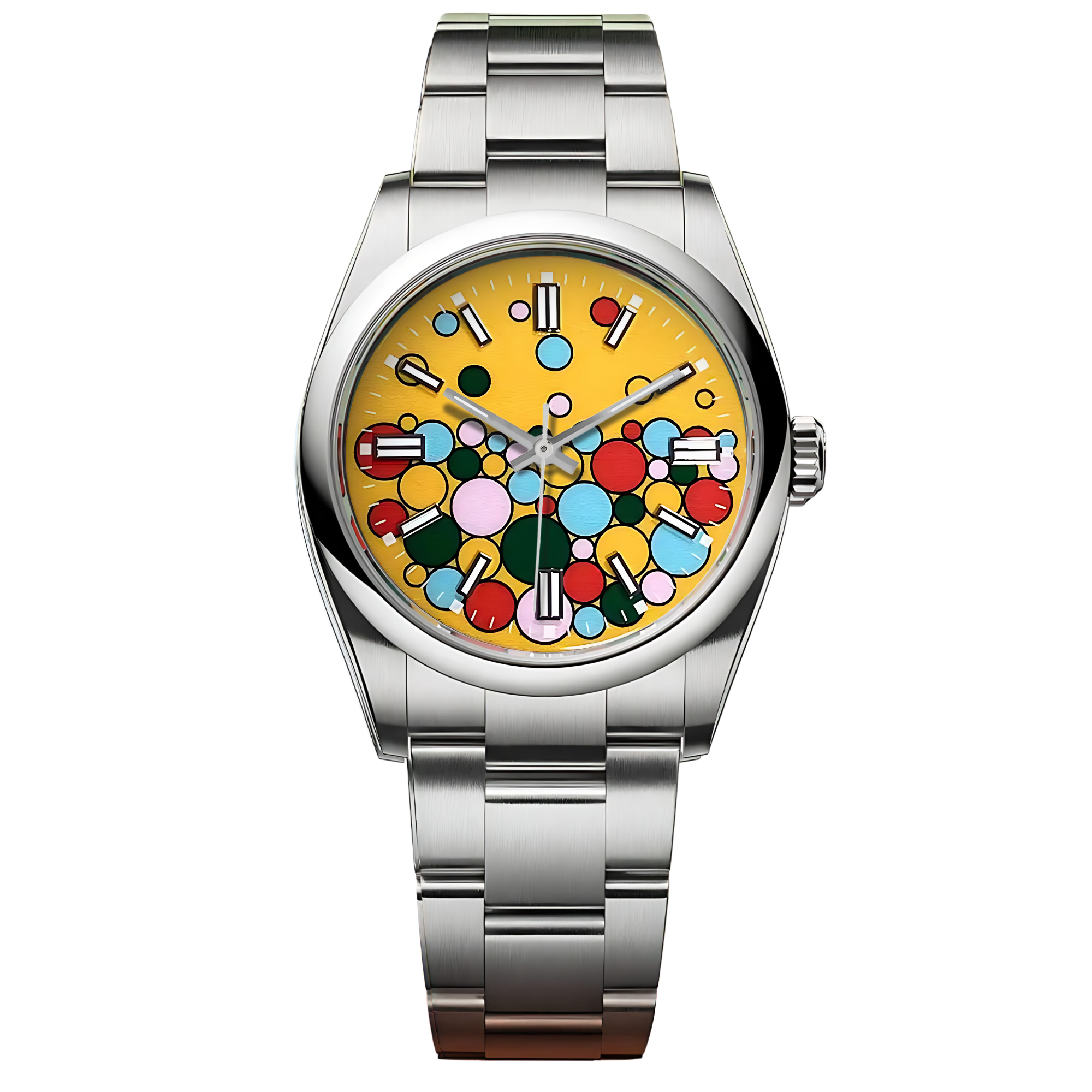 Dream Watches Special Edition 39 mm 'Celebration Dial' with Seiko NH35 Automatic Movement Sapphire Crystal Dress Watch - Sunshine Celebration Yellow