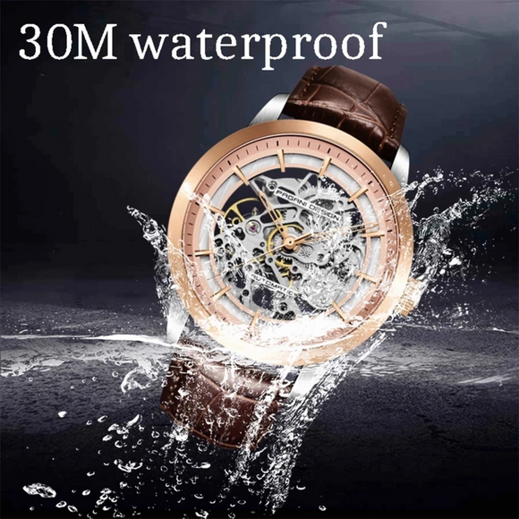 Pagani Design PD-1638 2023 Men's Automatic Skeleton Mechanical Automatic Stainless Steel Watch With Leather Strap Pointer Series 100 Meters Waterproof