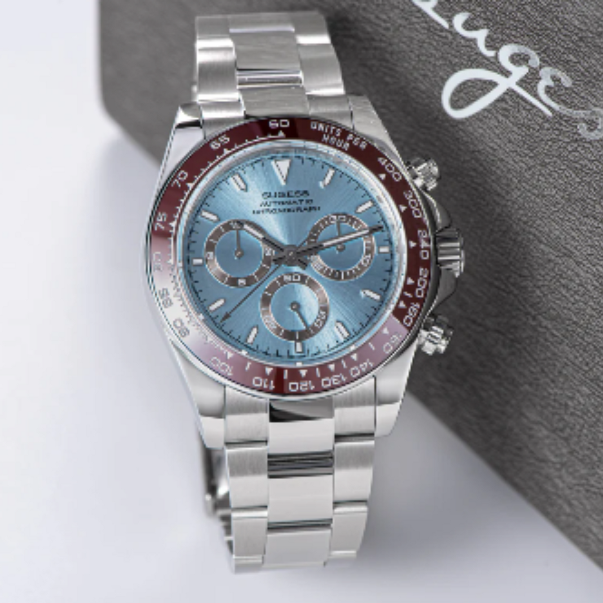 Sugess Automatic Chronograph 418-2 Ice Blue Dial Ceramic Bezel Professional