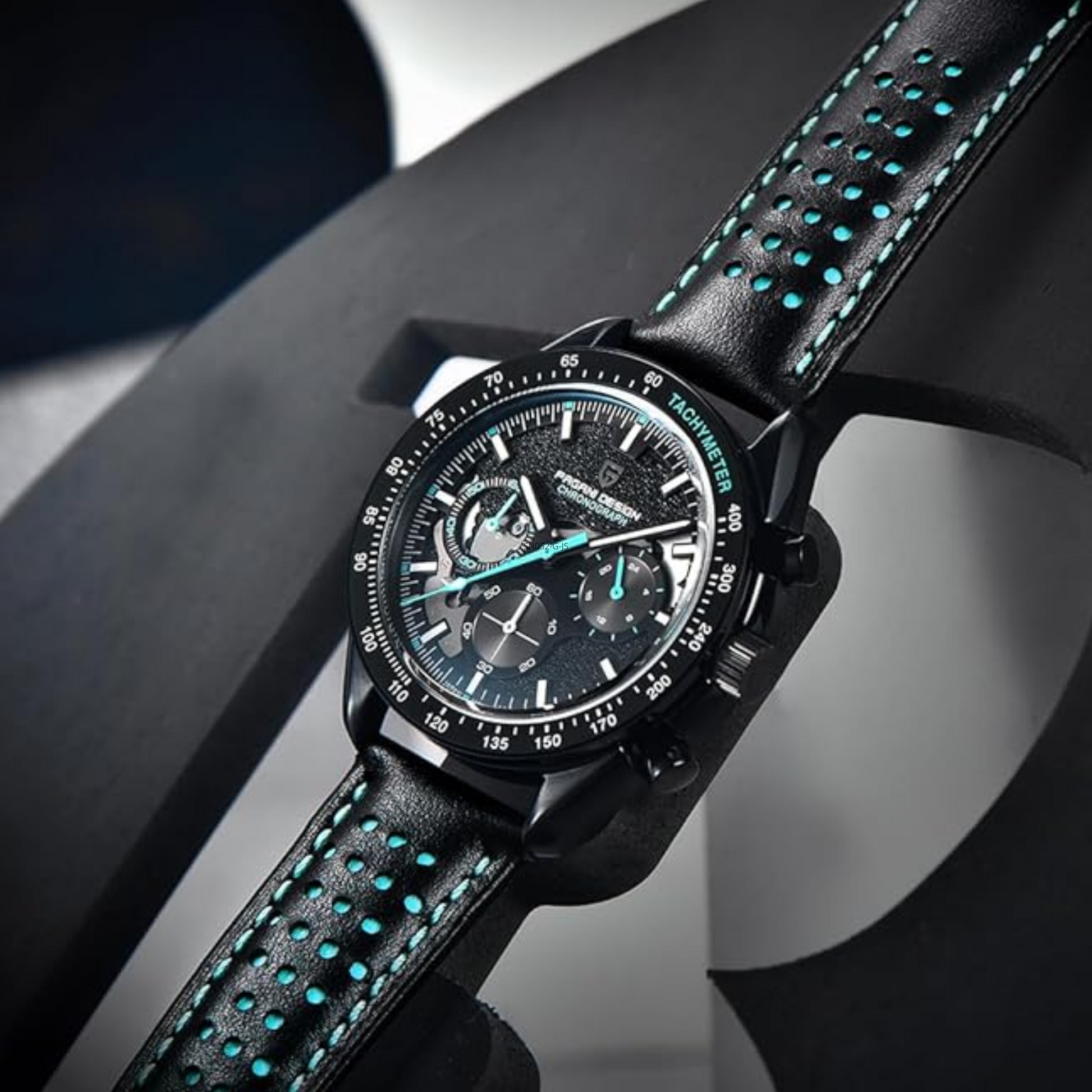 Pagani Design PD-1779 Moon Back Men's Watches Luxury Quartz Watch Men Skeleton Sport Chronograph AR Sapphire Glass Wrist Watch - Blue