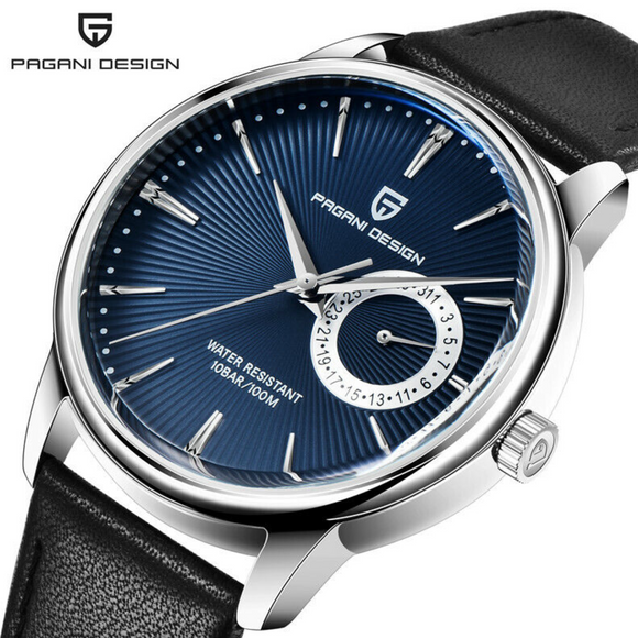 PAGANI DESIGN PD-1654 Japan Quartz Men Business Pilot Watch Leather Band - Blue